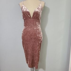 Nectar‎ Clothing Pink Velvet Spaghetti Strap Dress Size Large